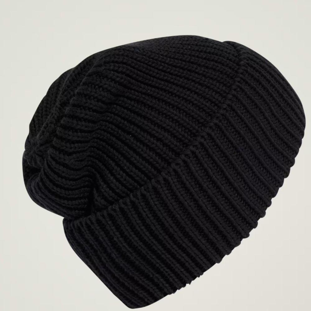 NWT Adidas By Stella McCartney Black Ribbed Knit Beanie with Orange Logo - Picture 9 of 13